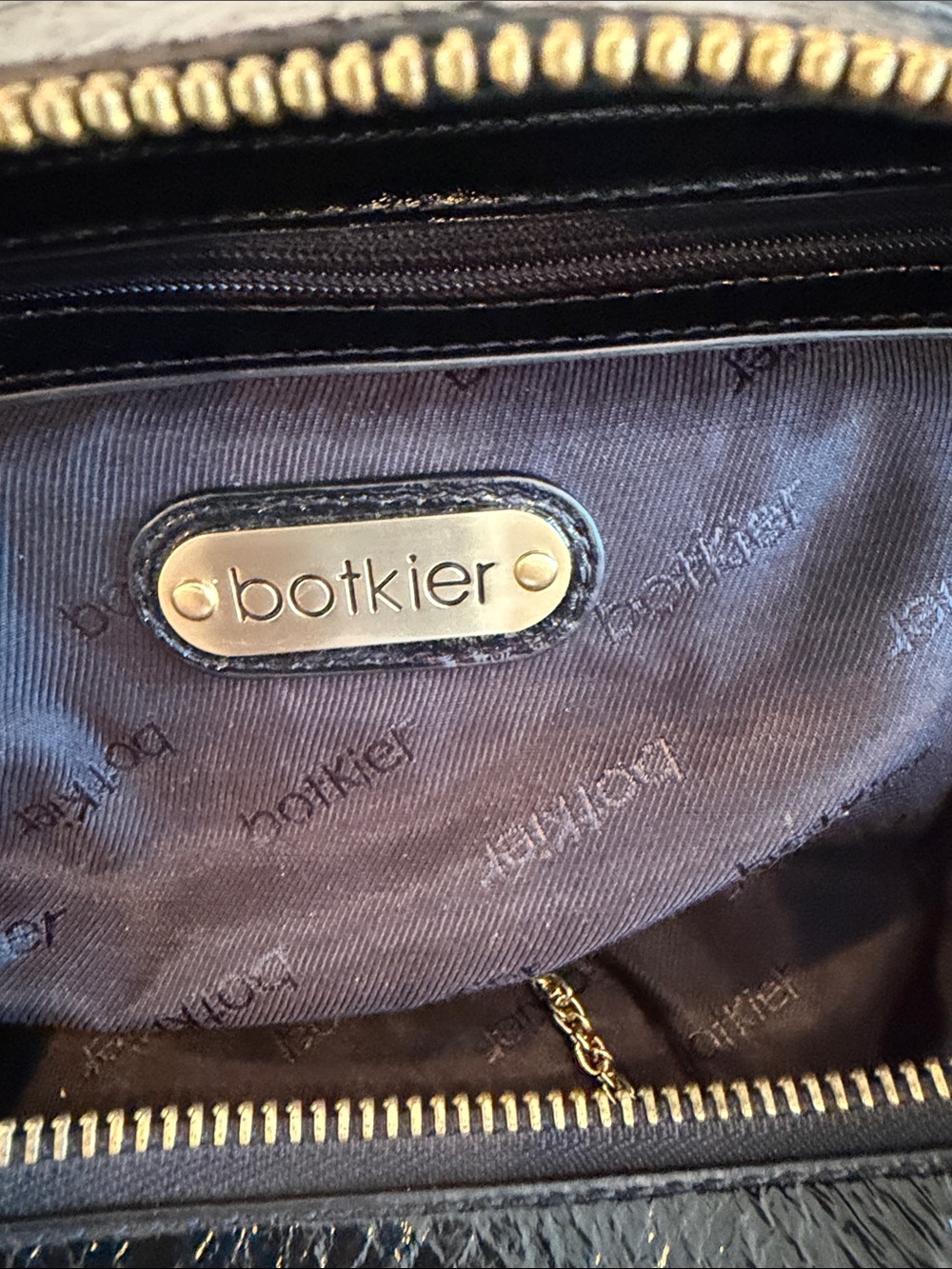 Botkier Black Patent Leather Shoulder Satchel with Gold Hardware - Picture 6 of 7